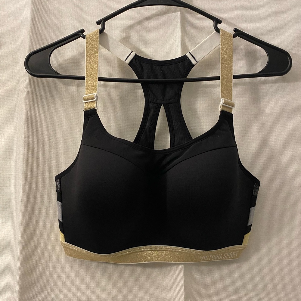 Victoria's Secret Black and Gold Racerback Sports Bra